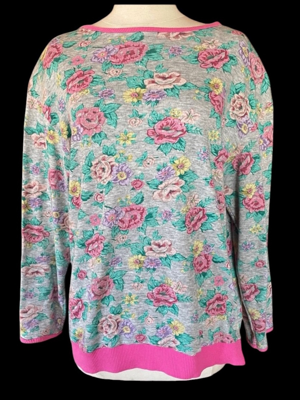 1980s Neiman-Marcus Keyloun Oversized Floral Poly/Cotton Sweatshirt